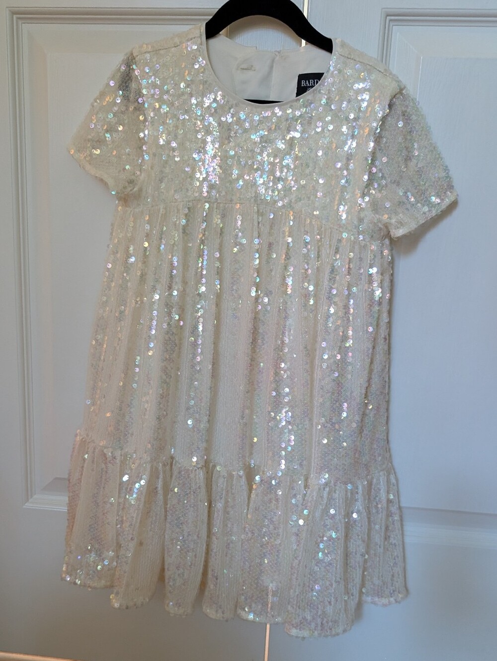 Bardot Junior White Sequin Dress Sz 5